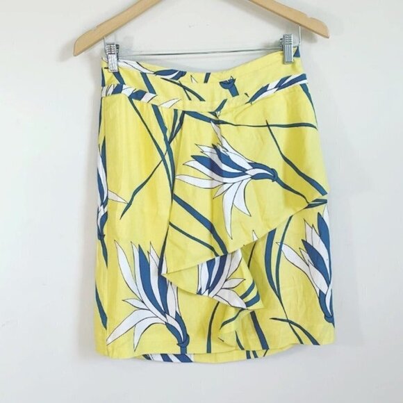 Anthropologie Sariah Yellow Waterfall Bird Of Paradise Skirt women's size 4 - Picture 1 of 7
